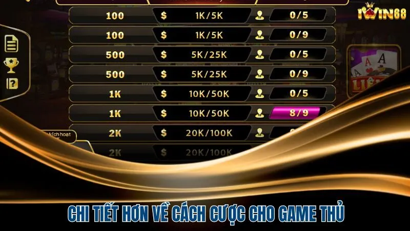 Chi tiết hơn về cách cược cho game thủ